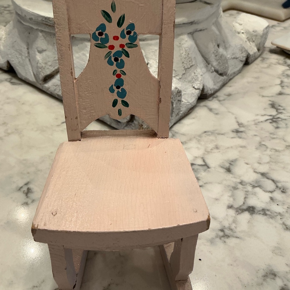 Vintage wood miniature dollhouse rocking chair